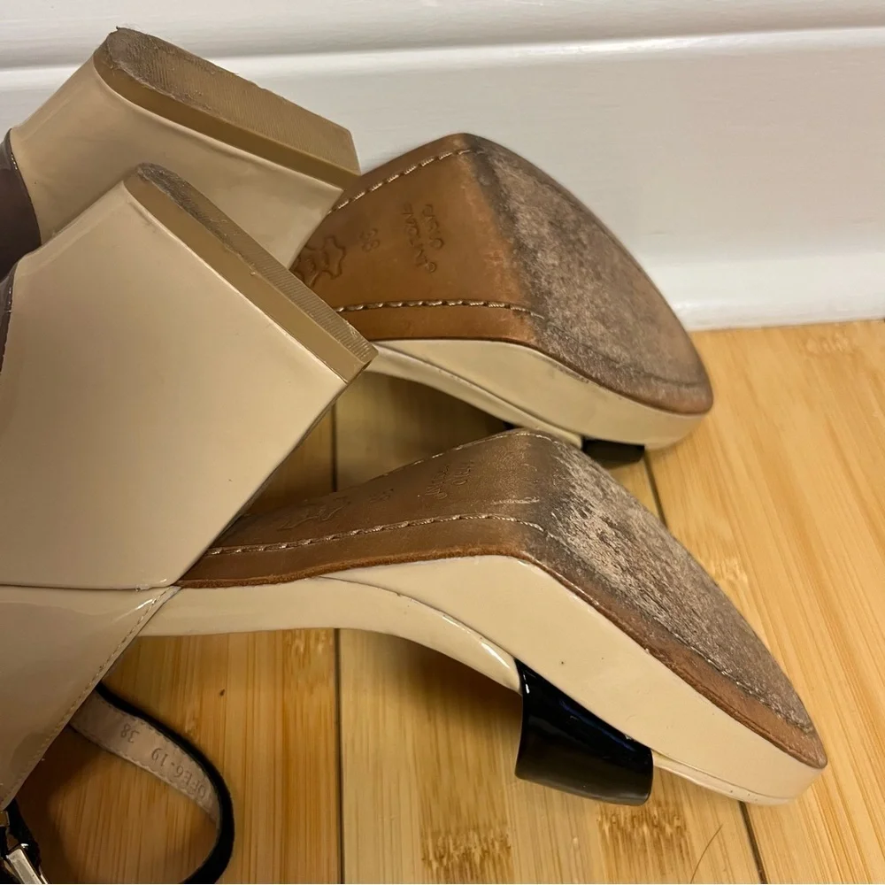 Carlo Pazolini Women Tan Brown Wedge Strappy Sandals Heels Size 38/8 Formal